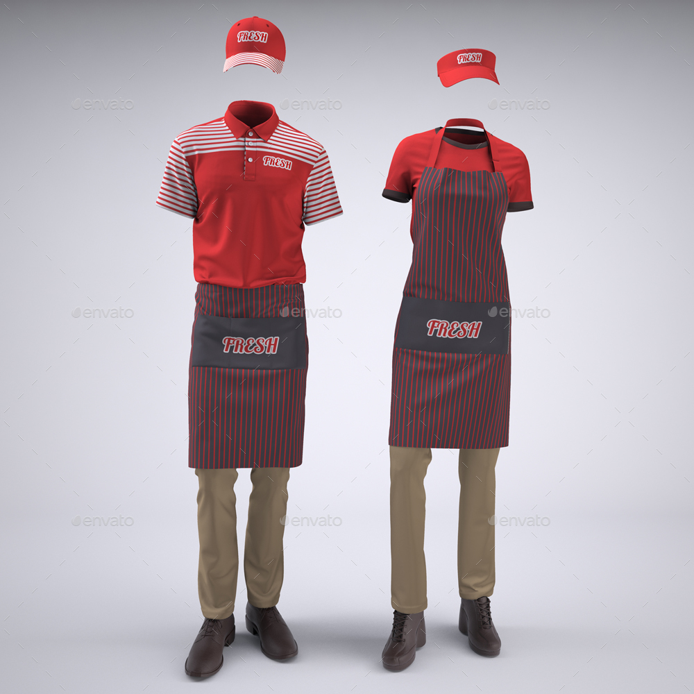 Food Service Uniforms and Retail Uniforms MockUp, Graphics GraphicRiver
